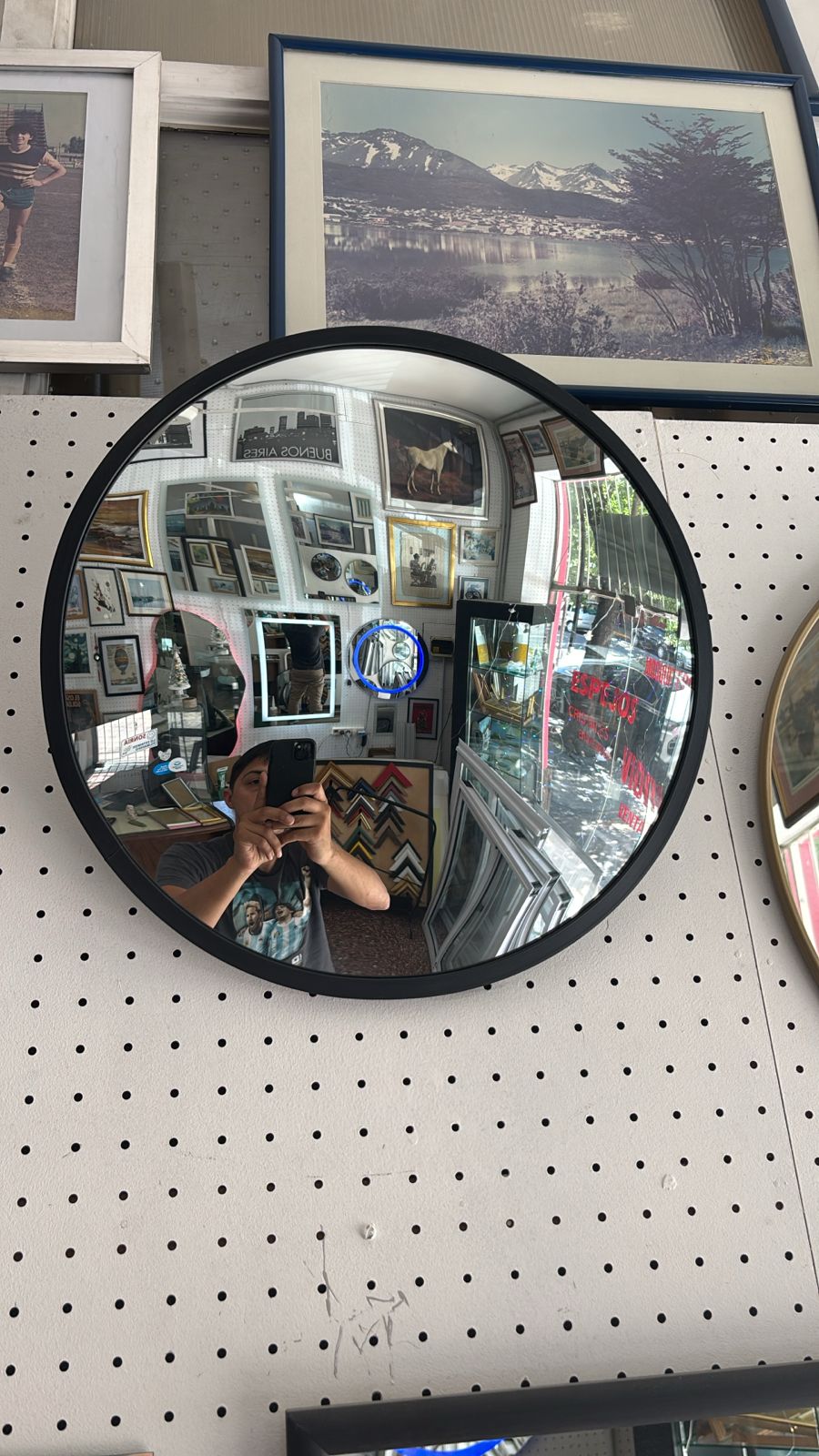 Espejo Parabólico 40 cm de Diámetro con Soporte Negro